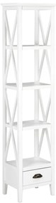 280034 vidaXL Bibliotecă cu 1 sertar, alb, 40x30x170 cm, MDF