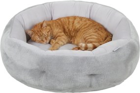 PawHut Pat reversibil pentru pisici, pat pentru pisici de interior și câini mici, pat rotund cu margine de susținere, gri deschis | Aosom Romania