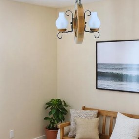 Lustră pe lanț Brilagi ROATA 2xE14/40W/230V fag