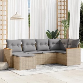 vidaXL Set canapele de grădină cu perne, 6 piese, bej, poliratan