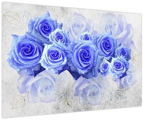 Tablou - Trandafiri albaștri (90x60 cm)