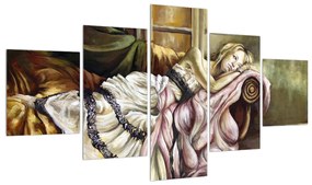 Tablou cu femeie nefericită în rochie (125x70 cm), în 40 de alte dimensiuni noi