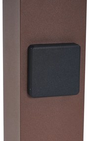 Stâlp industrial de exterior maro rugină cu sticlă fumurie 50 cm cu senzor crepuscular - Danemarca
