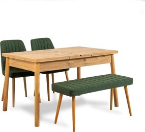 Set masa extensibila cu 2 scaune si bancheta SANTIAGO ATLANTICE, verde