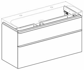 Dulap baza pentru lavoar suspendat Geberit Smyle Square nuc 2 sertare 119 cm