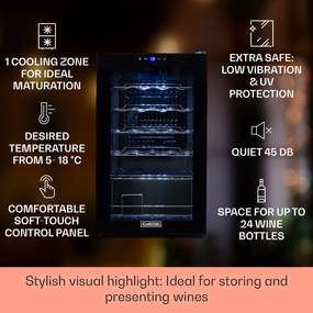 Klarstein Shiraz 24 Uno, vinotecă, 67 l, 24 de sticle, tactilă, 5 - 18 °C, neagră