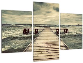 Tablou cu dig din lemn la mare (90x60 cm)