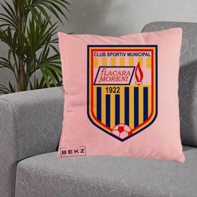 Perna Personalizata CSM Flacara Moreni 1922 Fotbal, 40x40 cm, Roz, Husa Detasabila, Perna Inclusa, BEKZ®