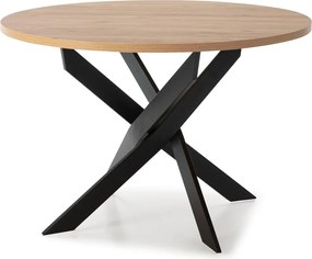 Masă de dining rotundă cu blat cu aspect de lemn de stejar 120x120 cm Ther – Marckeric