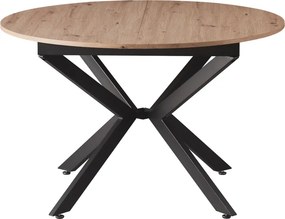 Masă dining extensibilă, stejar artisan / neagră, 120x120-160x75 cm, ABERO TIP 2