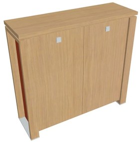 Dulap mediu Verno+ S 140 x 46 x 130 cm, stejar deschis / portocaliu