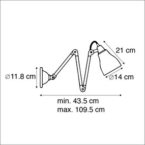 Lampă de perete industrială gri reglabilă - Mersey