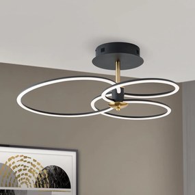 Lustra LED aplicata stil minimalist CHARLOTTE negru/auriu