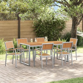 vidaXL Set de dining pentru grădină 7 piese din lemn solid de acacia și metal