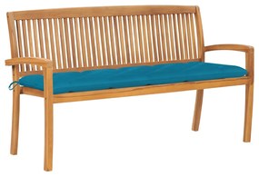 vidaXL Bancă de grădină stivuibilă cu pernă, 159 cm, lemn masiv tec