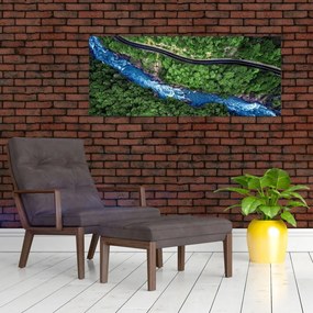 Tablou - Râu între munți, Caucaz, Rusia (120x50 cm)