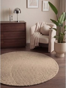 Covor bej țesut manual rotund din lână ø 200 cm Calmio – Hanse Home