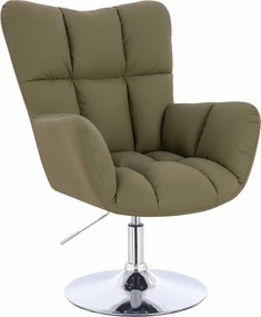 HR650N Scaun Khaki Piele Ecologica Premium Soft cu Bază Cromata