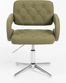 HR8403CROSS Scaun Khaki Piele Ecologica Premium Soft cu Bază Cromata