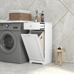 HOMCOM Mobilier de baie cu coș pentru rufe, mobilier de depozitare cu sertar - 40L x 40l x 90,5Î cm - alb | Aosom Romania
