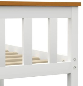 Cadru de pat, alb, 180 x 200 cm, lemn masiv de pin Alb si maro, 180 x 200 cm