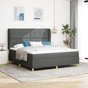 vidaXL Pat box spring cu saltea, gri închis, 180x200 cm, textil