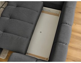 Colțar gri închis extensibil/cu spațiu de depozitare (cu colț pe partea stângă/în formă de ”L”) Fuji – Bobochic Paris