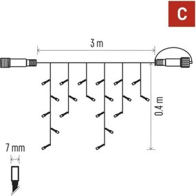 Ghirlandă LED de exterior 50xLED/3x0,4m IP44 alb rece
