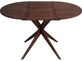 Masă de dining rotundă extensibilă cu aspect de lemn de nuc cu blat suplimentar ø 90 cm Jubi – Ragaba