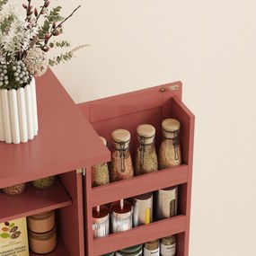 HOMCOM Bufet bucătărie, dulap de bucătărie, 5 niveluri, cu uși și rafturi reglabile, 60l x 40P x 120H cm, aspect lemn, roșu | Aosom Romania