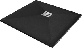 Mexen Stone+ cadă de duș compozit pătrată 80 x 80 cm, neagră - 44708080