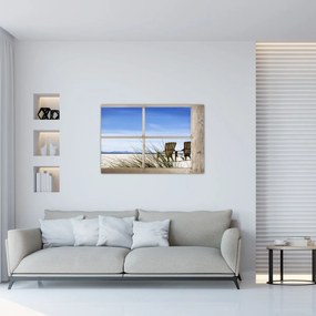 Tablou - Fereastră cu vedere la plajă (90x60 cm)