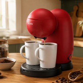 Cafetiera electrica Oliver Voltz OV51170G, 450 W, 300 ml, 2 cesti din ceramica, Rosu