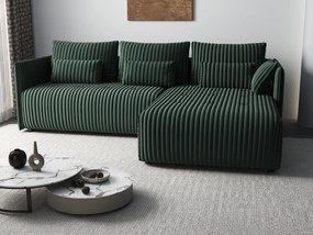 Colțar extensibil dumonde cu ladă de depozitare si sezut confortabil din spuma high-density, Malta Ambience Verde 235x185 cm