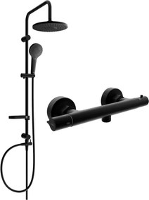 Mexen Slim Erik set de duș montat pe suprafață cu pară de duș și baterie de duș termostatică, negru - 77105205-70