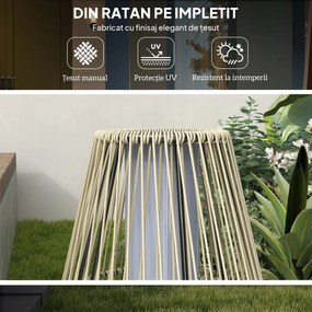 Outsunny Lampă Solară de Grădină cu Iluminare LED din Rattan, Gri | Aosom Romania