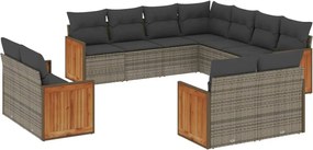 vidaXL Set canapele de grădină cu perne, 11 piese, gri, poliratan