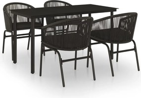vidaXL Set de servit masa pentru grădină, 5 piese, negru
