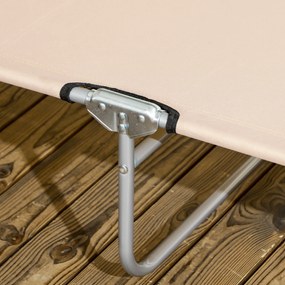 Outsunny Sezlong pentru Gradina cu Baldachin Reglabil, Sezlong pentru Plaja Pliabil Rabatabil pe 4 Niveluri, Bej | Aosom Romania