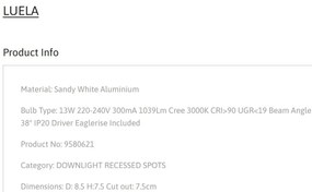 Spot LED incastrabil tavan fals / plafon LUELA 3000K alb