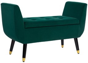 HOMCOM Polsterbank mit Stauraum, Armlehnen, Material textil din poliester de tip catifelat, Lemn de cauciuc, 107 x 42 x 65 cm, Verde | Aosom Romania