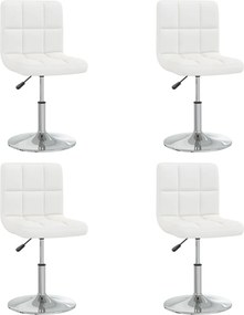 vidaXL Scaune de bucătărie, 4 buc., alb, piele ecologică