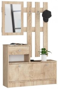 Set mobilier hol, placa laminata, cu pantofar, cuier, oglinda, stejar, 90x25x70 100 cm