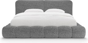 Pat matrimonial gri închis tapițat cu spațiu de depozitare cu somieră 160x200 cm Solange – Micadoni
