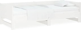 vidaXL Pat extensibil de zi, alb, 2x(90x190) cm, lemn masiv de pin