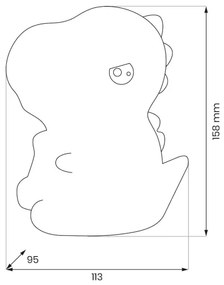 Lumină de veghe pentru copii DINO, LED RGBW reîncărcabilă și reglabilă, 1W, 5V, 1200 mAh