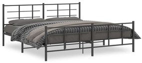 355586 vidaXL Cadru pat metalic cu tăblii de cap/picioare, negru, 200x200 cm