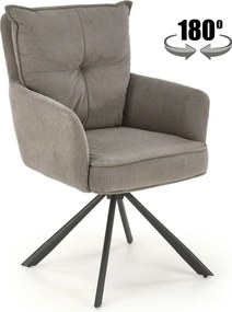 Scaun rotativ K528, gri/negru, stofa catifelata/metal, 60x67x90 cm
