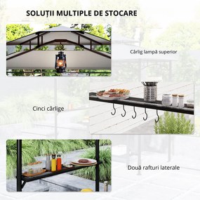 Outsunny Pavilion de grătar 242x149x248 cm rezistent la apă ignifug pavilion de grădină cu acoperiș cu dublu strat Gri | Aosom Romania