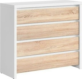 Comoda KASPIAN KOM4S, alb/stejar sonoma, PAL, 105x41x92 cm